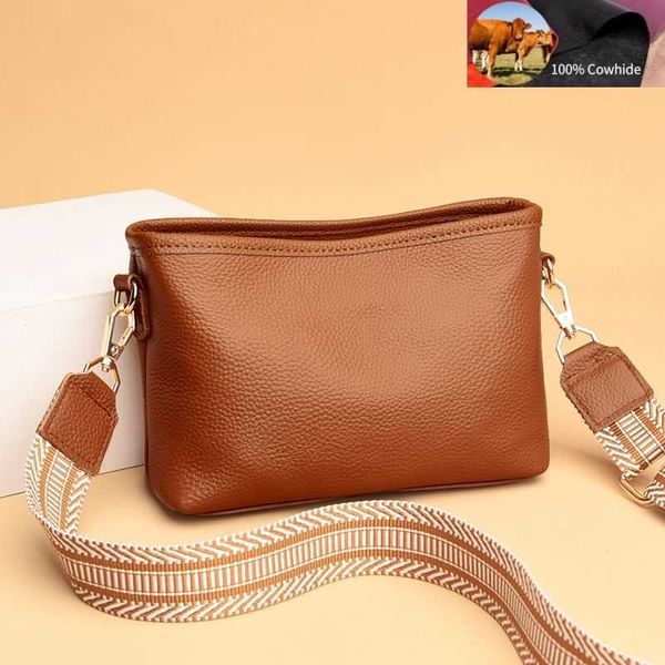 

shoulder bags square wide straps women bag genuine leather shoulder bag fashion designer crossbody bag 100% cowhide messenger bag casual tot
