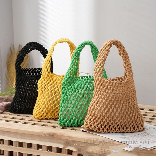 

spring summer handmade hollow handbag fashion kids net with lining beach holiday bag children princess accessories z0118, Black