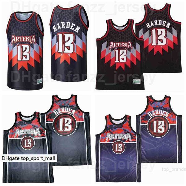 

movie artesia high school james harden jersey 13 men basketball digi camo alternate breathable hiphop team color black navy blue sport shirt