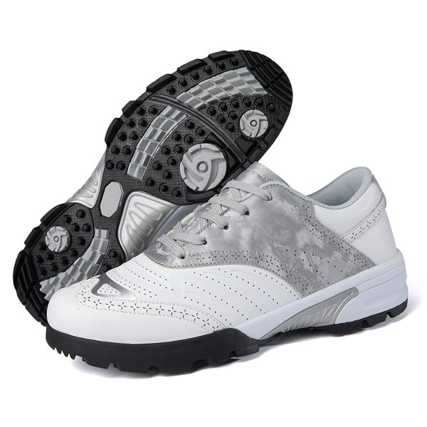 

safety shoes men's professional golf leather brand outdoor training walking sneaker black white large size 36 230211, Black;brown