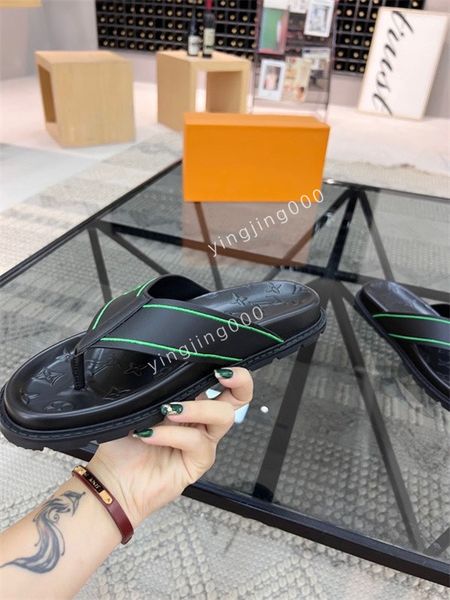 

2023 designer luxury sandal men chain slides summer rubber big head slides fashion beach shoes flat slippers quality, Black