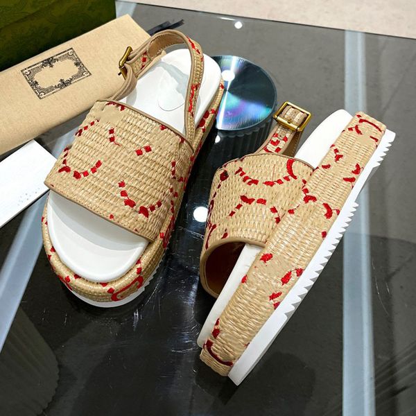 

casual shoes designer high platform slide sandals slippers lady canvas thick bottoms slides flip flops fashion summer slipper beach 03, Black