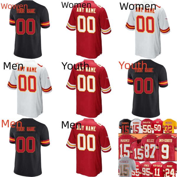 

football jersey kansas''city''chiefs''10 isiah pacheco 32 nick bolton 25 clyde edwards-helaire 1 jerick mckinn, Black;red