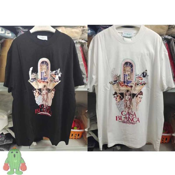 

men's t-shirts real p casablanca t shirt premiere cuban stills film print men women casual tshirts j230210, White;black