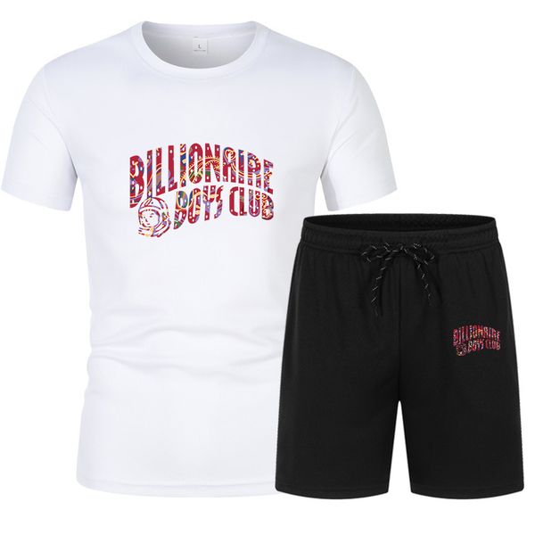 

2023 new basketball men's tracksuits set boy billionaire t shirt shorts sets summer sportswear jogging pants streetwear tshirt suit, Gray