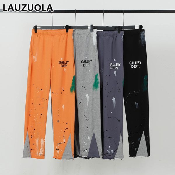

men s pants 100 cotton graffiti lettering sweatpants men women high streetwear hip hop loose drawstring jogger casual 230211, Black