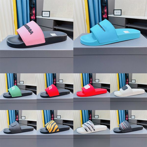

2023 slippers bathroom mens womens slider slides sandals rubber foam flat sole slipper paris piscine pool slide l sliders designer loafers s, Black