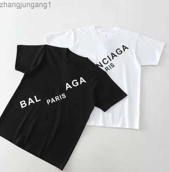 

balencigas high end fashion t shirt brand summer new paris oblique letter tshirts half sve women's round neck short sve loose couple dr, White;black