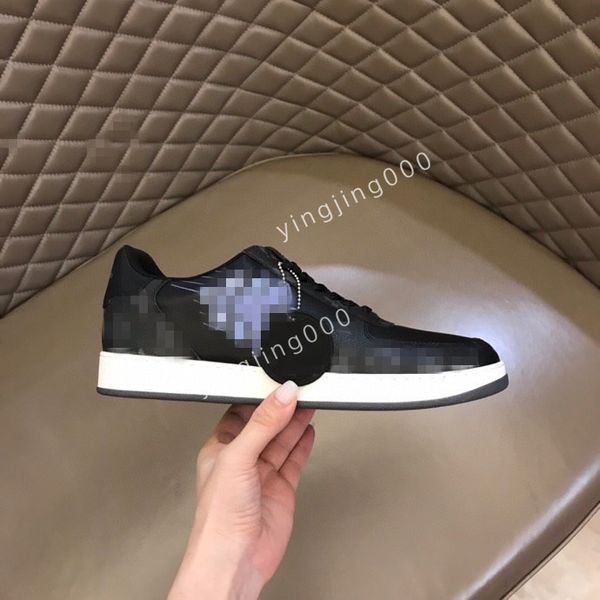 

2023 designer calfskin casual shoes sneakers leather trainers fashion shoes leisure shoe platform lace-u mens sneaker size38-44 rd221014, Black