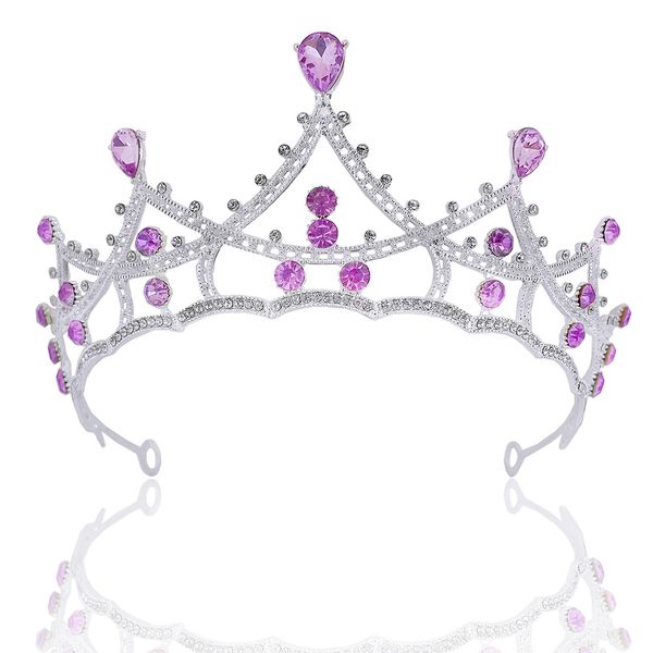 

bridal headpieces fashion accessories diamond headwear designer crown purple crystal love birthday valentine's day women's gift pa, Silver