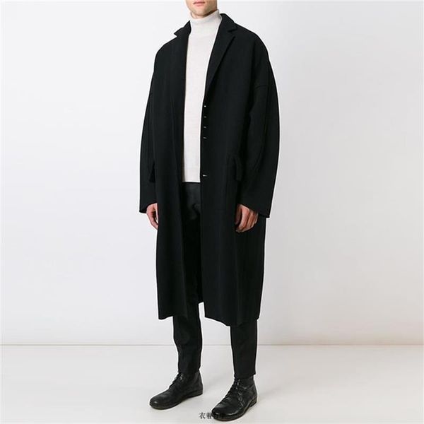 

men's wool blends mauni coat oversize black custom made 230210