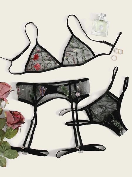 

bikinilingerie lady lace perspective black seductive bikini pajamas suit, Red;black