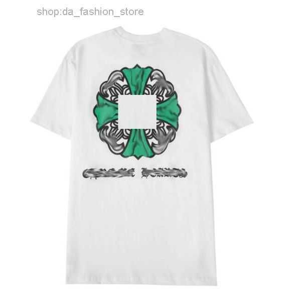 

fashion mens classic couple t shirt brand t-shirts ch white chromes short designer casual embossed letter horseshoe sanskrit cross heart 6 4, White;black
