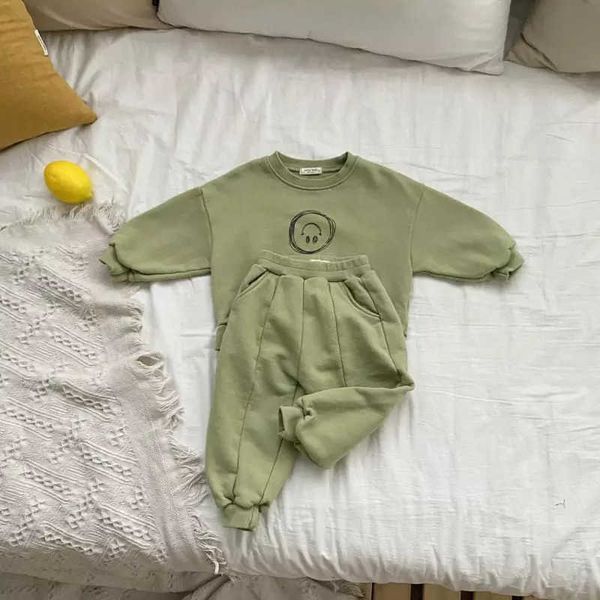

clothing sets and girls cute pattern round neck sports casual boys long sleeve vests twopiece suit baby boy clothes, White