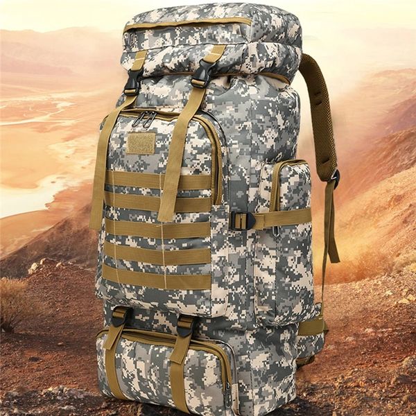 

80l waterproof molle camo tactical backpack army hiking camping backpack travel rucksack outdoor sports climbing bag