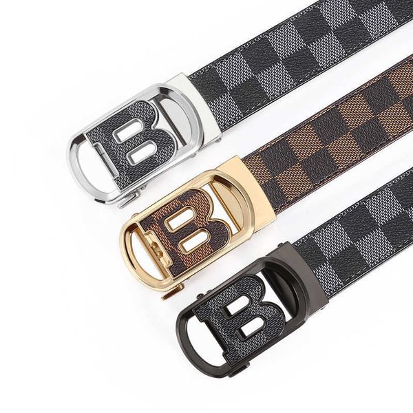

men designer belt high-grade plaid letter b automatic buckle suit pant belts width 3.5cm luxury brand fashion belt wholesale, Black;brown