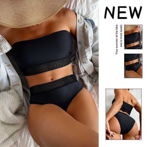 

solid color tube high waist bikini beach spring, White;black