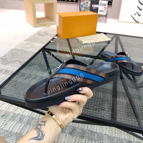 

sandals luxury men shoes slipper summer leather men's sandal casual slides outdoor flip flops, Black