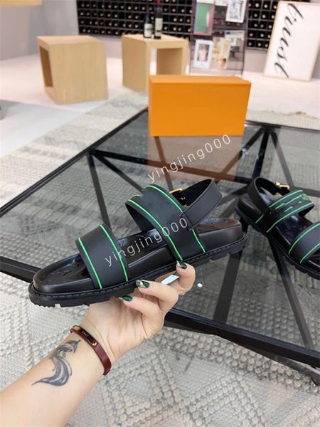 

2023 designer luxury sandal men chain slides summer rubber big head slides fashion beach shoes flat slippers size38-45 rd220618, Black