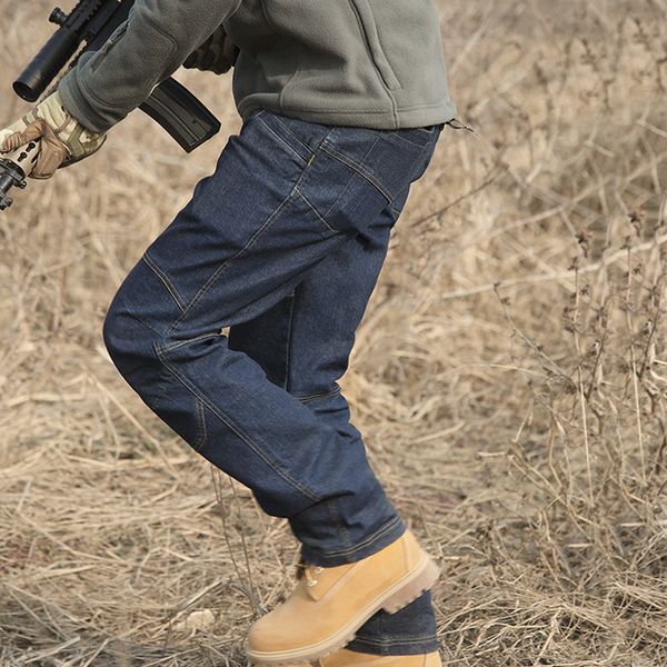 

men's jeans cargo pants men elastic stretch denim casual multiple pockets military tactical urban trousers 230210, Blue