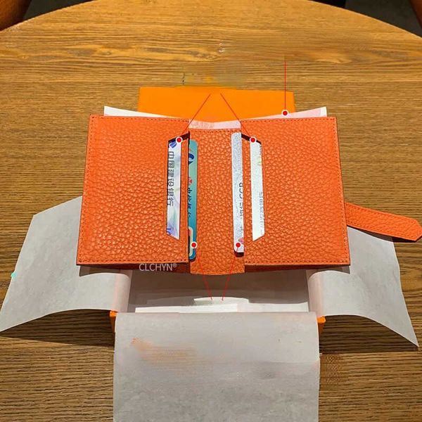 

brand designer change purse card pack handbag 2023 new women's leather wallet with two-fold drawband small h short jacket thin factory, Red;black