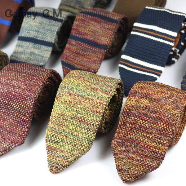 

bolo ties fashion sharp men s tie knitted mens casual striped knit necktie for wedding slim skinny woven cravate n neckties 230211, Red
