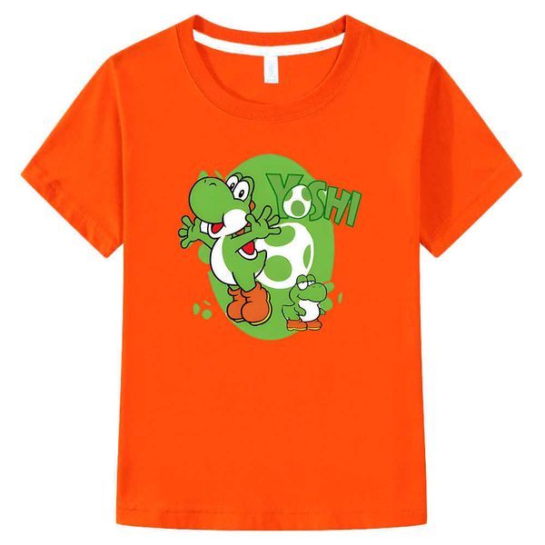 

t-shirts cotton children clothes boys/girls t-shirt super smash bros yoshi shirt cartoon print kids t shirt summer casual baby tees t230209, Blue