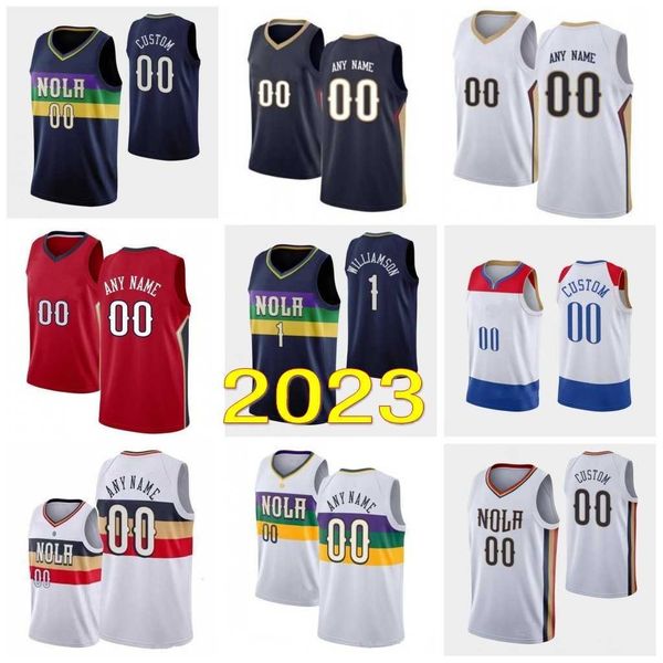 

custom 2023 new basketball jerseys 1 zion 11 daniels williamson 14 brandon 3 cj ingram mccollum 22 larry nance jr. 13 kira lewis jr. 25 trey, Black;red