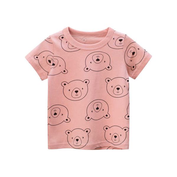 

t-shirts brand children's clothing summer 2022 fashion girls bear pattern short-sleeved cotton t-shirt baby clothes wholesale t230209, Blue