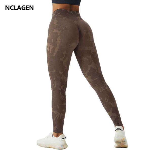 

yoga outfit nclagen women's sports leggings camouflage yoga pants high waist hip lifting fitness running squat proof quick dry gym tigh