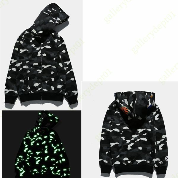 

hoodies designer hoodie shark mens luminous women sweatshirts letters camo hoody oversized cotton zip sweaters hoodys embroidered cardigan a, Black