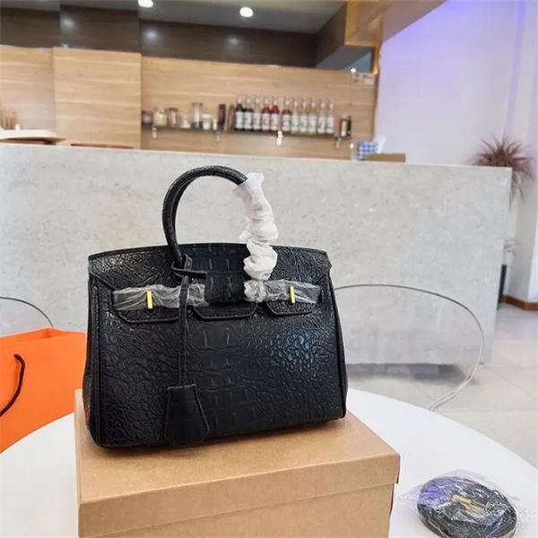 

crocodile print birkin bag leather women's bag match color everything temperament single shoulder cross-body handbag