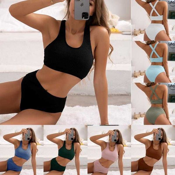 

solid color high waist triangle bikini swimming suit women, White;black