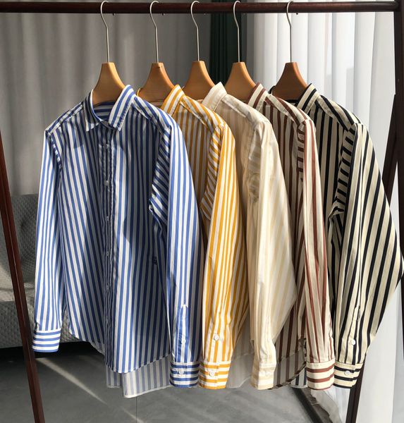 

women's blouses & shirts long sleeved loose casual striped cotton shirt, White