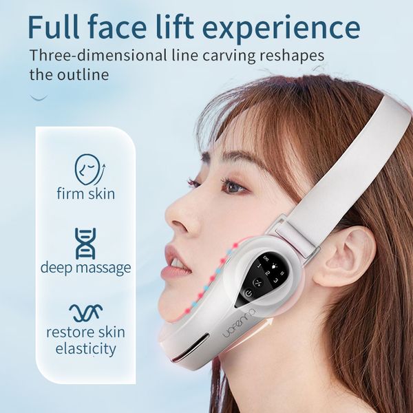 

face massager ems lifting device double chin v shape lift belt led p on therapy slimming vibration 230211