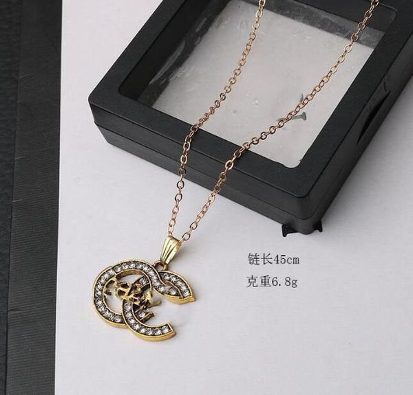 

designer pendant necklaces c letter jewelry 18k gold plated crystal rhinestone necklace women choker chain accessories, Silver