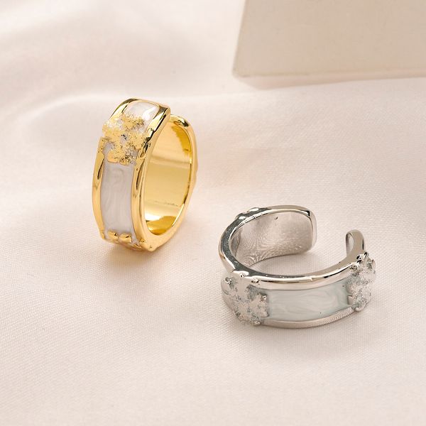 

fashion exquisite wedding ring womens and men popular stainless steel brand letter designer ring 18k gold plated classic quality jewelry acc, Silver