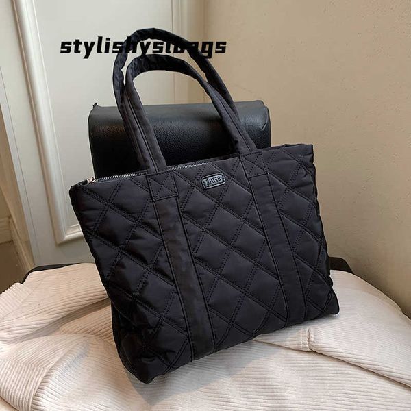 

shoulder bags canvas bags for woman casual shopper bag fashion quilted pattern simple shopping single shoulder bags women cotton totes 02112