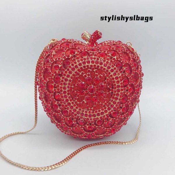 

evening bags evening bags luxury red apple shape clutch design rhinestone wedding handbag women gold metal evening clutches bag mini ladies