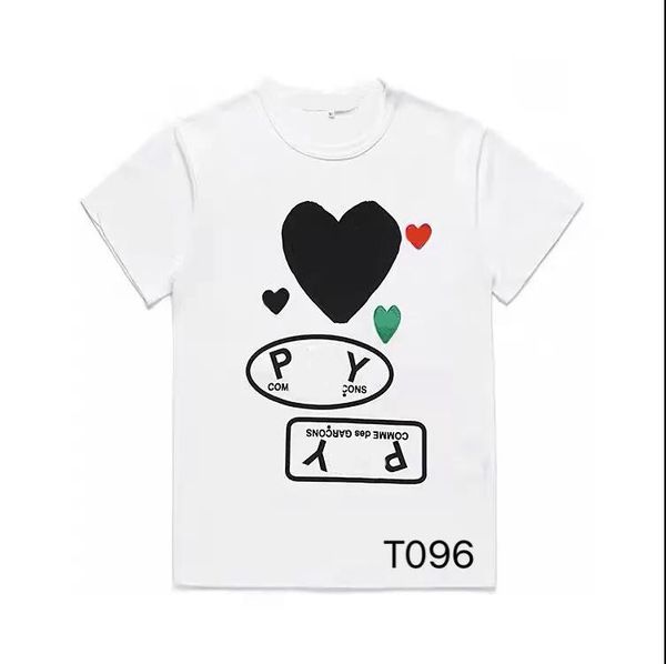 

t-shirts summer cdgs mens play t shirt short sleeve womens des badge garcons embroidery heart red, White;black