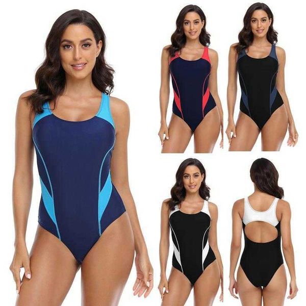 

swimsuit womens comfortable competitive fashion sports color matching, White;black