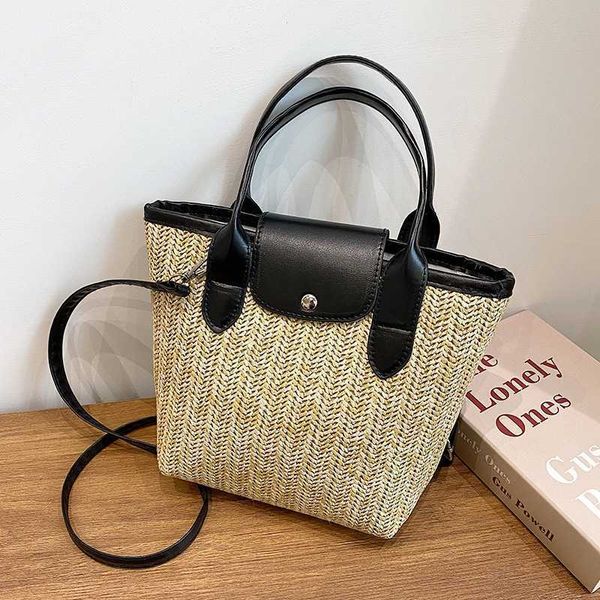 

handbag clearance retail wholesale wallet sac a main high-capacity straw woven bag 2023 spring and summer foreign style portable beach fashi, Red;black