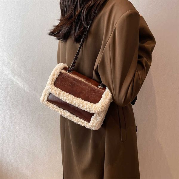 

totes lambwool fashion chain shoulder bag women soft pu leather purse ladies small flap underarm handbag brand female crossbody bag 021123h