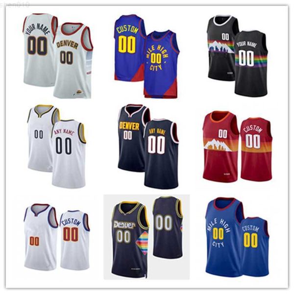 

men women youth denver''nuggets''custom 10 jack white 21 collin gillespie 15 nikola jokic''15 jamal 27 murray, Black;red