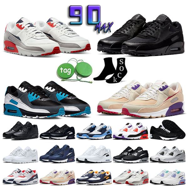 

2023 90 university blue mens running shoes triple white black red unc 90s men women trainers pale ivory camo london grey bred cny lahar esca