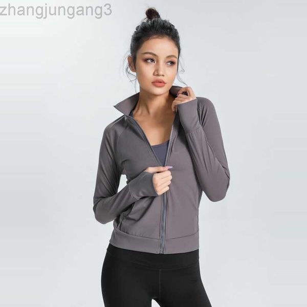 

designer jacket alos yoga sports jacket women's spring and autumn thin fitness suit sweater running quick-drying cardigan yoga suit lon, Black;brown