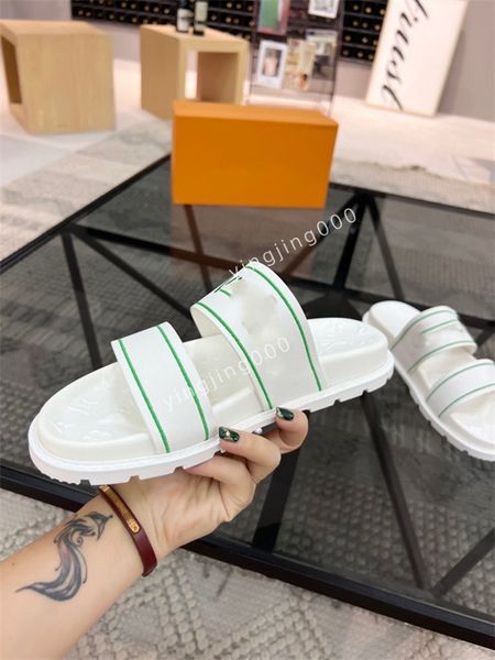

2023 men summer slippers designer sandals high-quality flat-bottomed loafers flip flop slide slideshow size38-45, Black