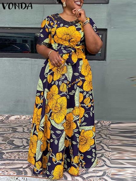 

party dresses vonda autumn floral print maxi long dress fashion women waist evening party dresses casual vestido femme robe oversize 230211, White;black
