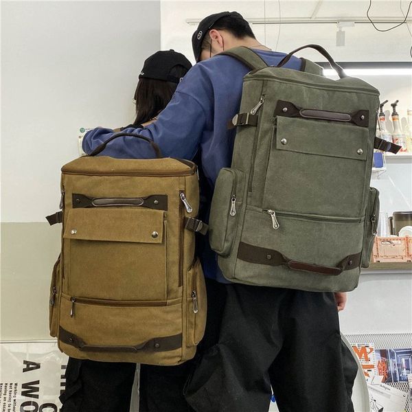 

school bags canvas backpack men's outdoor leisure sports travel bag mountaineering luggage women 230210