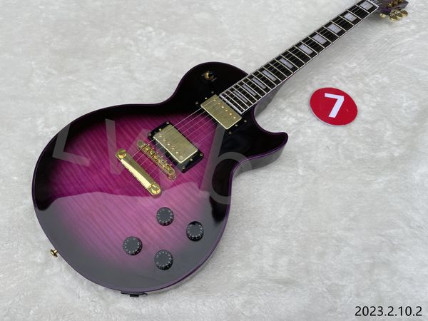 

in stocking electric guitar can ship out at onceno7 electric guitar with purple flame black edge burst gold parts no pickuard purle binding